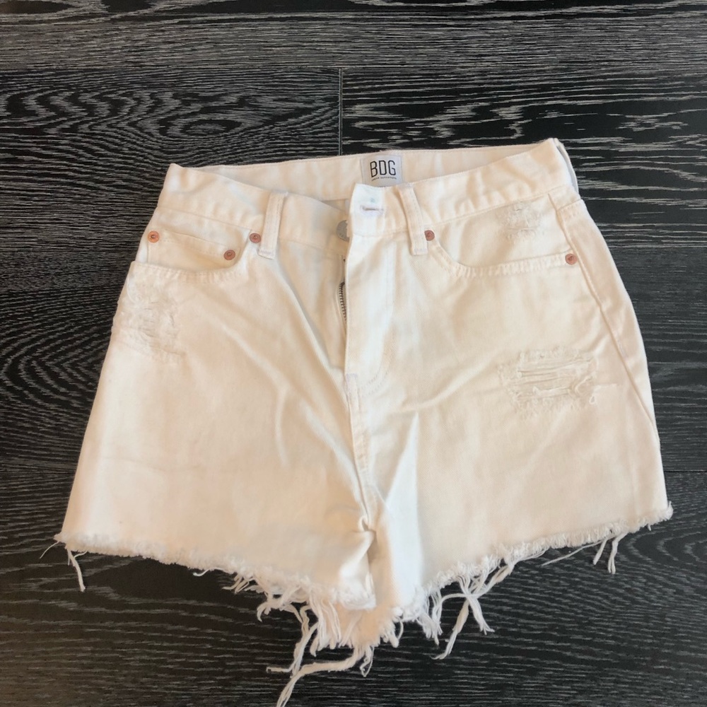 Urban outfitters white distressed denim shorts